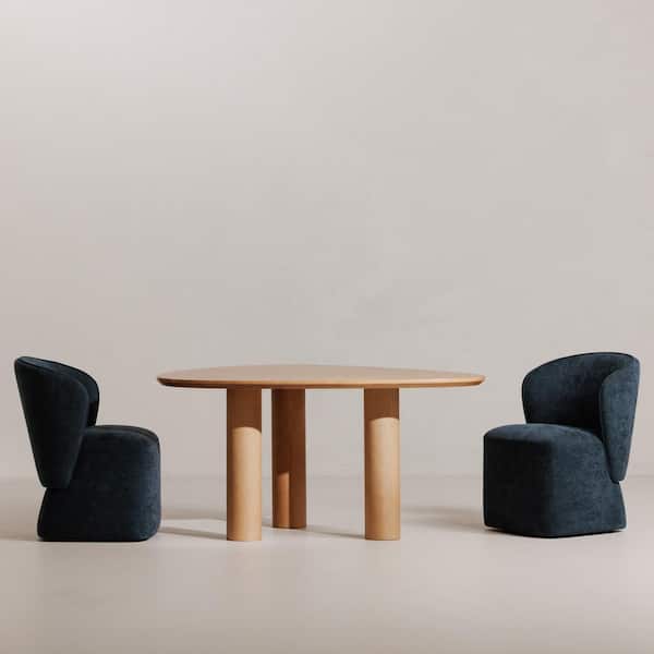 Draven Navy Blue Rolling Dining Chair, Performance Fabric Upholstery with 360° Swivel