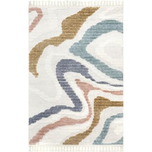 Abstract Beige 4 ft. x 6 ft.  Abstract Area Rug