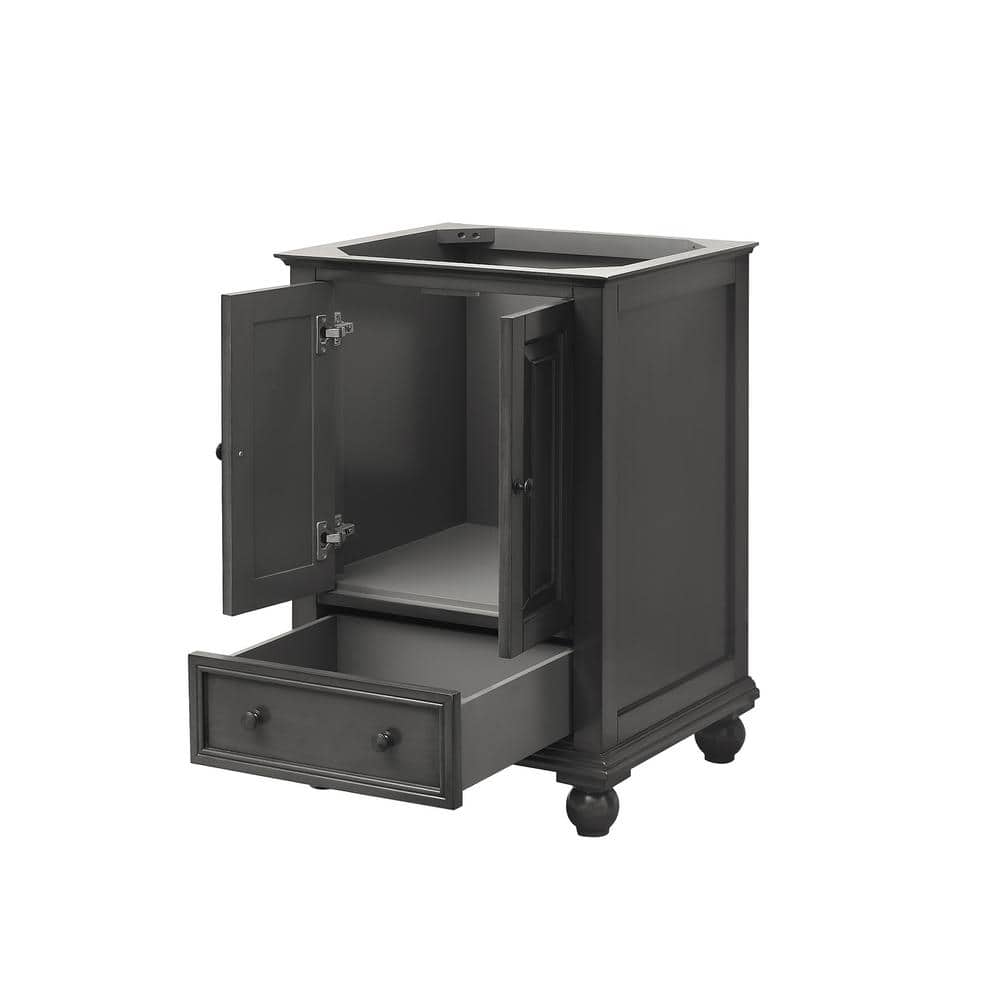 24" Transitional Solid Wood Single Vanity Base in Charcoal Grey