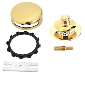 Universal NuFit Push Pull Bathtub Stopper with Grid Strainer, Combo Pin Kit, Polished Brass