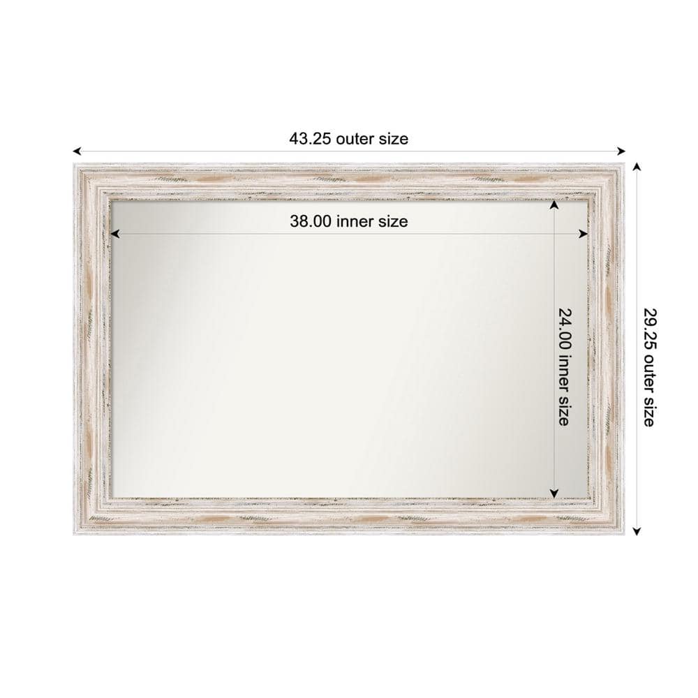Alexandria Whitewash 43.25 in. x 29.25 in. Custom Non-Beveled Wood Framed Bathroom Vanity Wall Mirror price history on PriceWatchPro