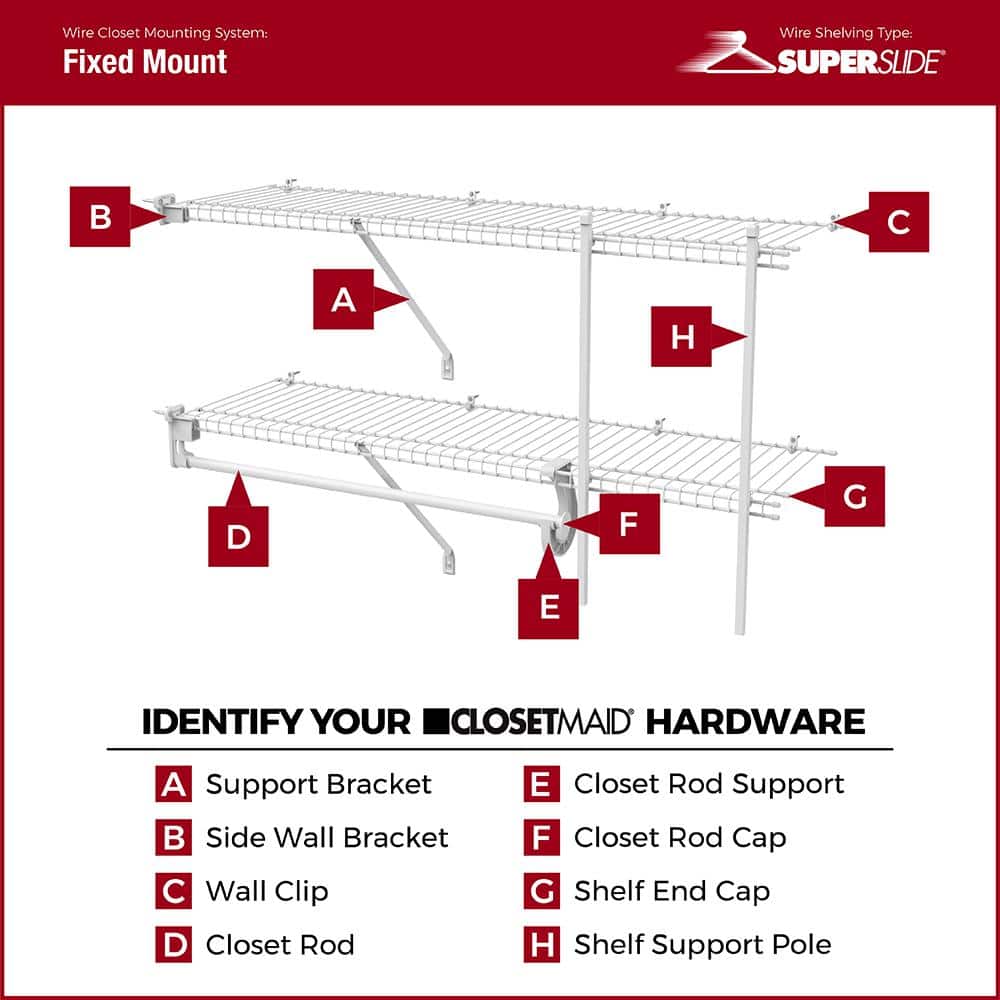 Closetmaid White Steel 85-Inch Shelf Support Pole
