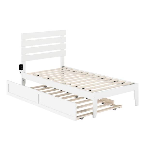 AFI Oxford White Twin Bed with USB Turbo Charger and Twin Trundle ...