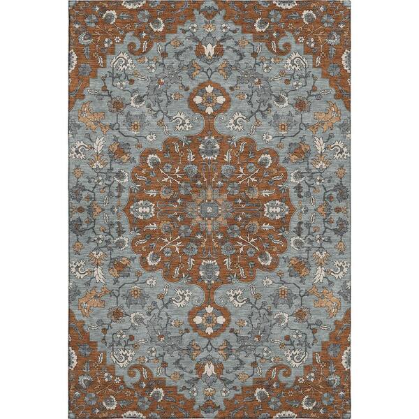 Mayfield Premium Machine Washable Abstract AMF2463 Paprika 5 ft. x 7 ft. 6 in. Area Rug