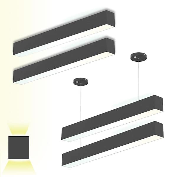 8ft. 300-Watt Equivalent 100W Adjustable Lumen CCT Integrated LED Architectural Linear Strip Light Fixture 0-10VDim 4PK