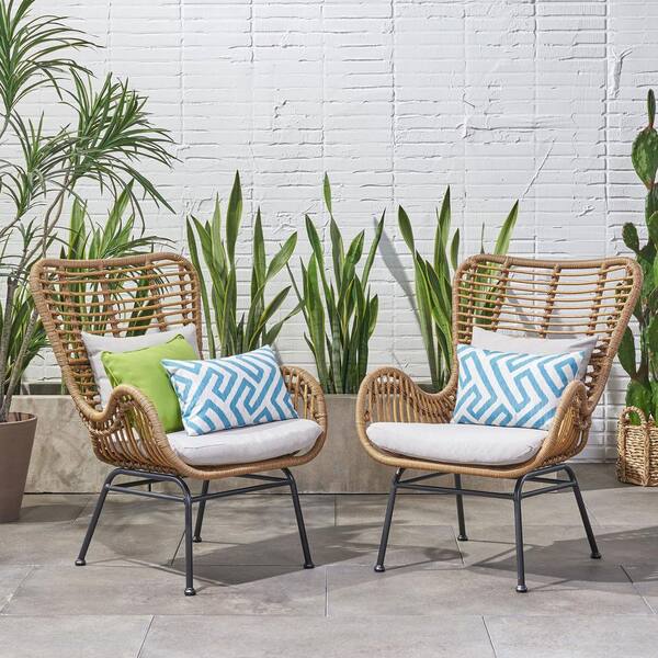 2-piece rattan woven armrests outdoor lounge chair, metal 2-piece rattan woven armrests outdoor lounge chair, metal