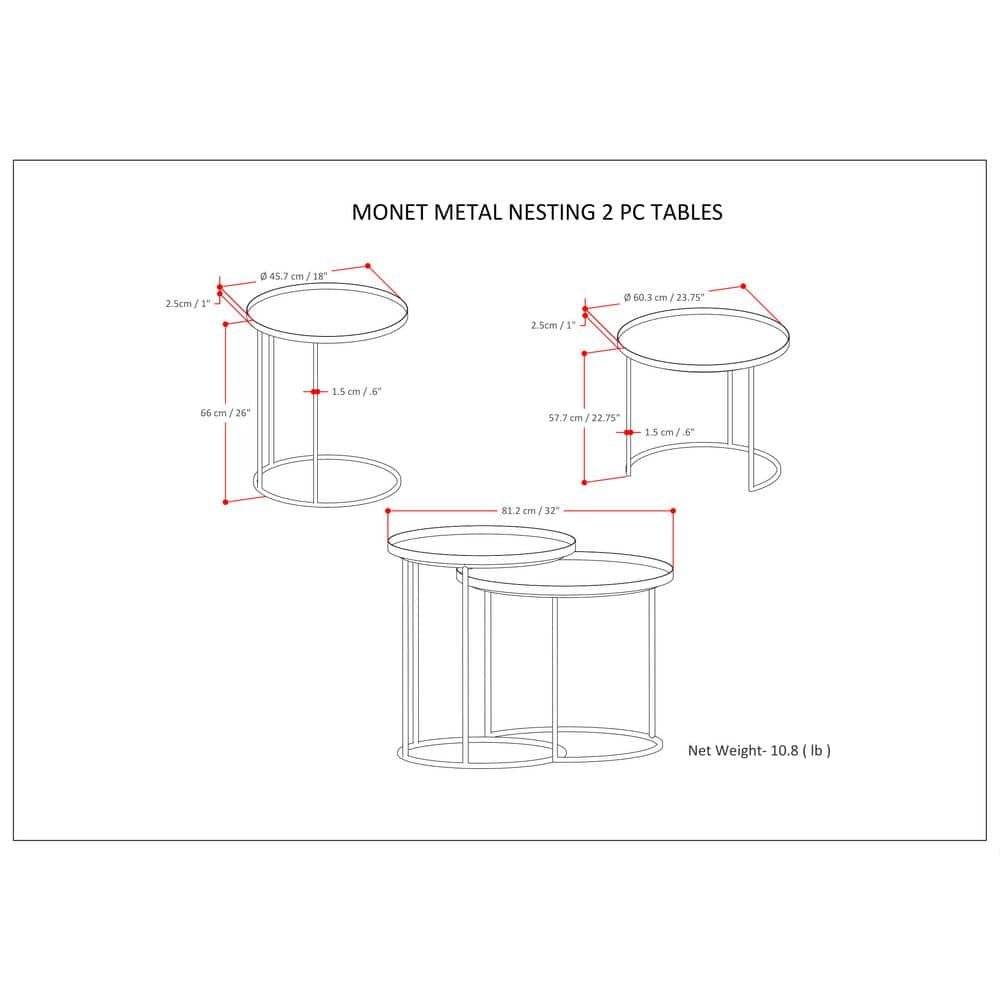 Black Round Metal 2-Piece Nesting Tables