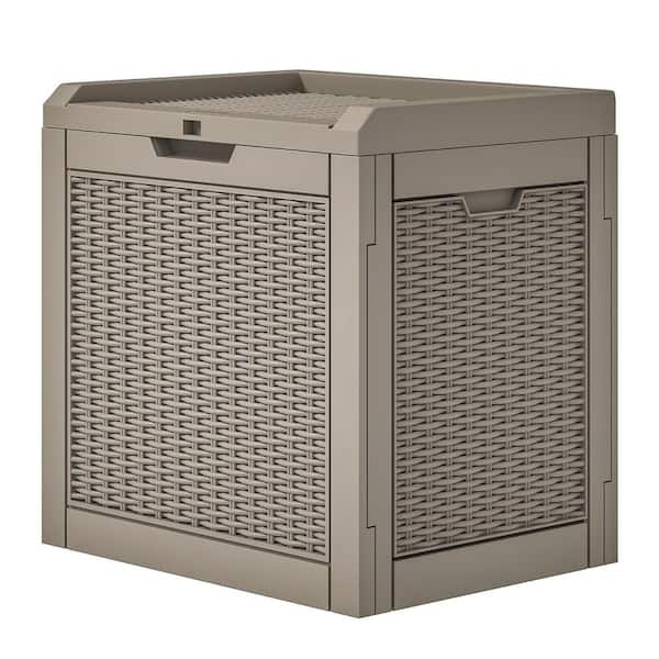 Unbranded 32 Gal. Brown Water Resistant Resin Deck Box with Lockable Lid and Side Handles
