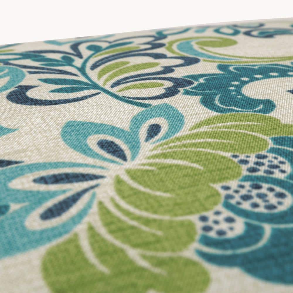 Mallard Blue Floral Linen Outdoor Lumbar Throw Pillow Set
