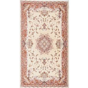 Majestic Cream Rose 3 ft. 9 in. x 5 ft. 6 in. Traditional Area Rug