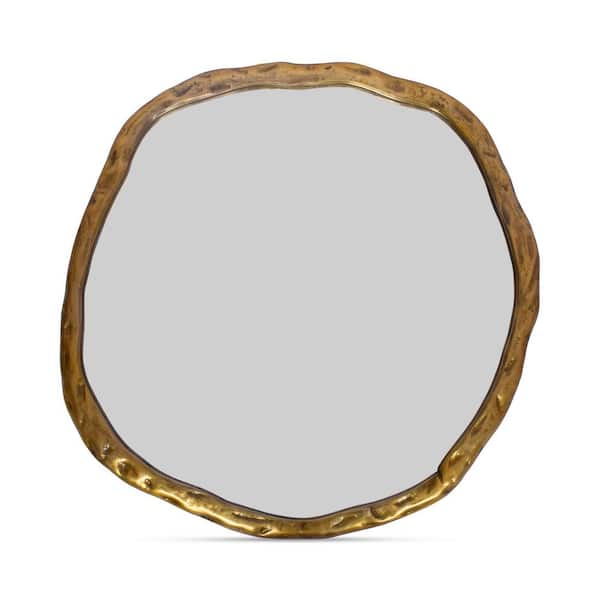 Calantha Gold 36.5 in. W x 36.5 in. H Contemporary Round Aluminum Framed Mirror