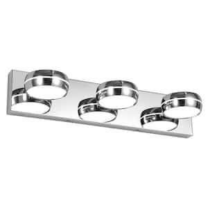 20 in. 3 Light Chrome LED Vanity Light Bar with IP44 Dimmable Light and 270° Swivel Range