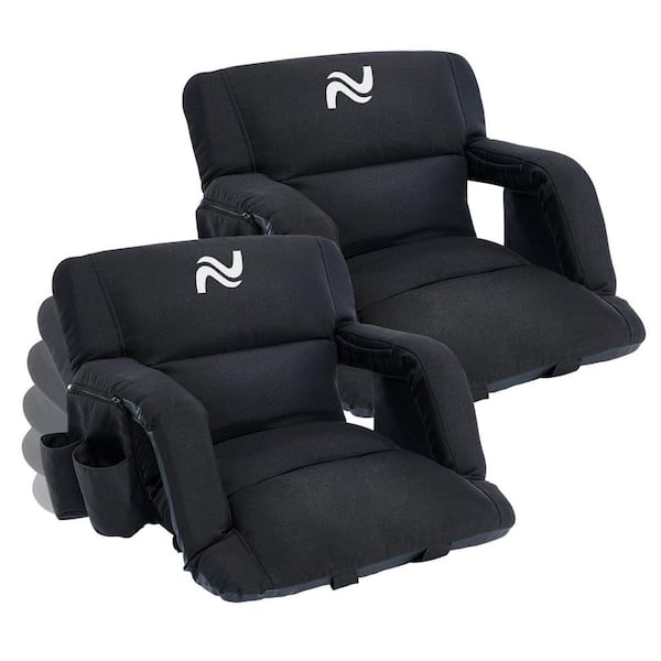 2-Pack Stadium Seats with Back Support Comfy Cushion, 6 Reclining Positions, 21 in. Chair Bleacher Chairs with Armrests