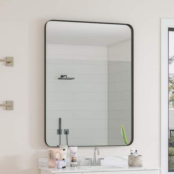 YESSKY DOWELL ENTER LLC Black 30 in. W x 40 in. H Rectangle Wall Mirror Metal Frame Vanity Mirror Dressing Mirror for Over Sink, Bathroom