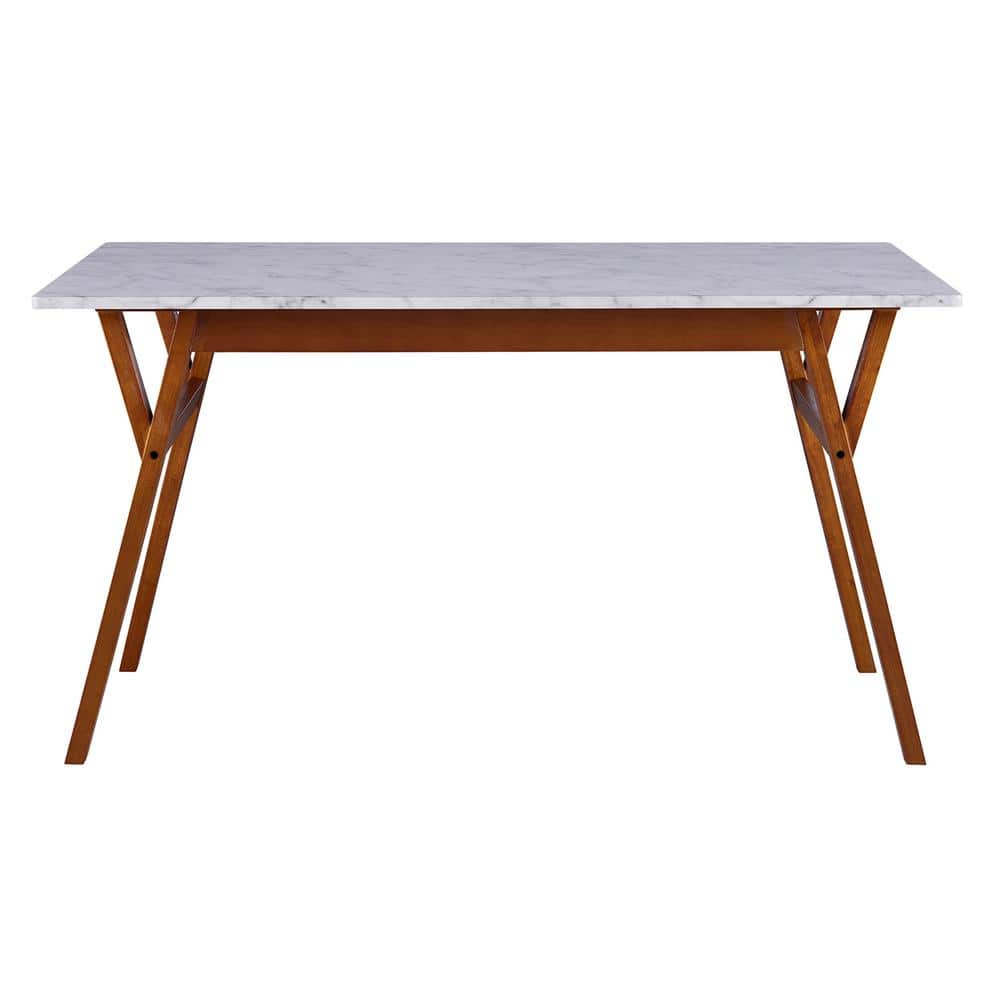 Ashton Faux Marble and Walnut Rectangular Dining Table