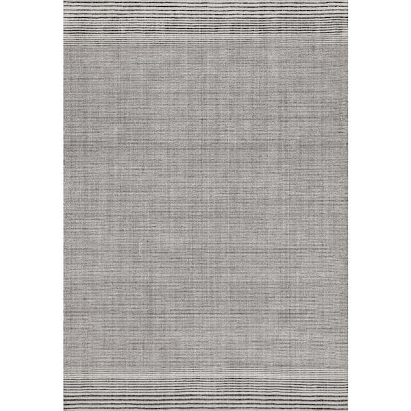 Dynamic Rugs Score 9 ft. X 12 ft. Ivory/Charcoal Striped Indoor/Outdoor Area Rug
