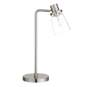 21 in. Clear Modern Integrated LED Bedisde Table Lamp with Clear Glass Shade