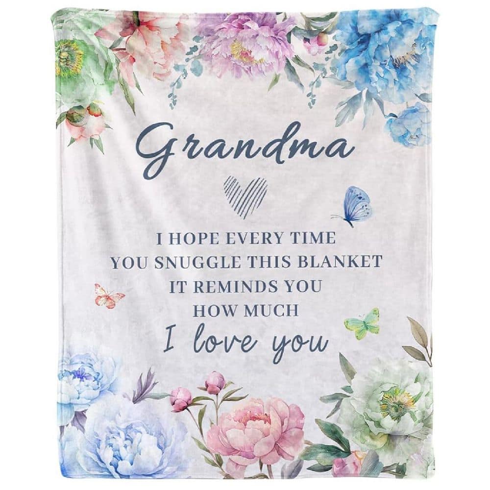Afoxsos White Grandma Polyester Soft Flannel 60 in. x 50 in. Blanket-Mothers Day Birthday Gifts for Grandmas