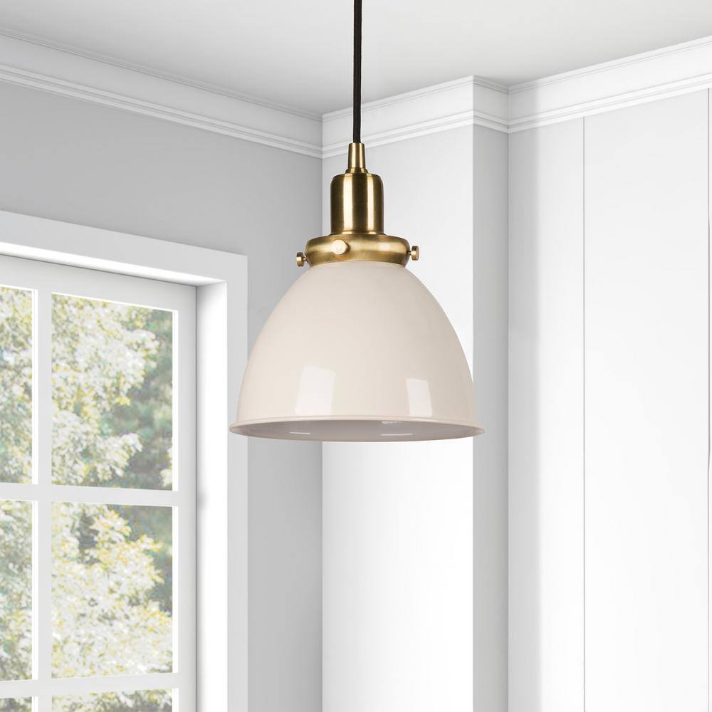 Elegant 8" Modern Brass & Pearled White Pendant Light