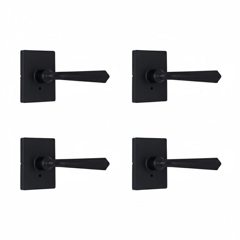 Wilshire Matte Black Bed/Bath Privacy Door Handle with Rectangle Rose 4-Pack price history on PriceWatchPro