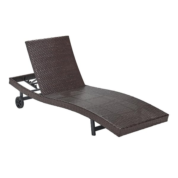 LAUREL CANYON Brown PE Rattan Adjustable Chaise Lounge Sets with Wheels Back