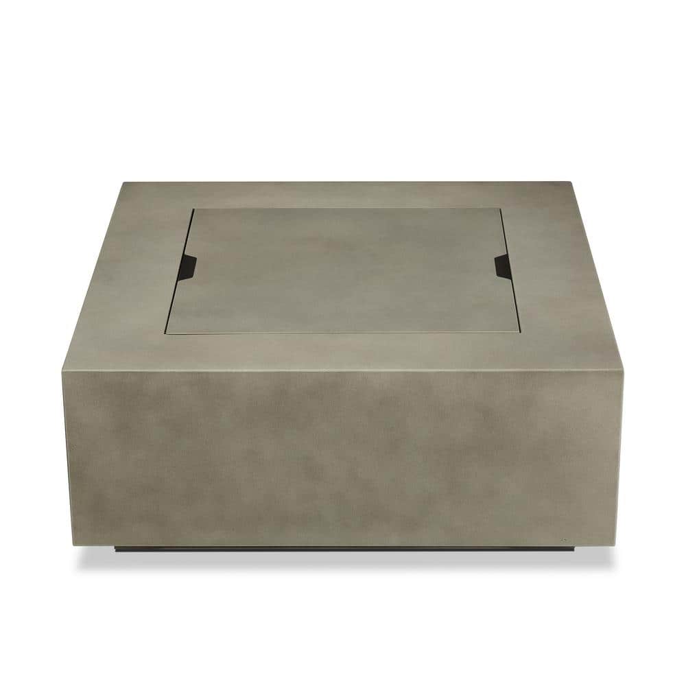 Mist Gray 40" Square Gas Fire Pit Table with Steel Lid