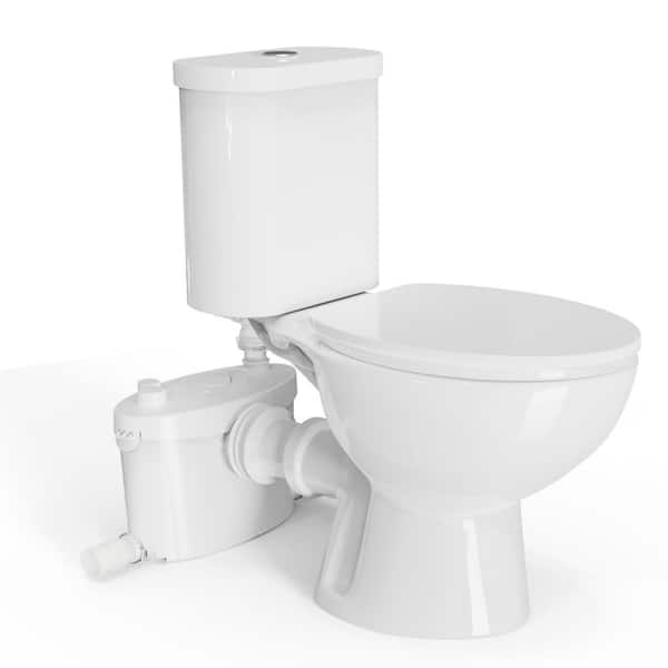Simple Project Rear Outlet Macerating 2-Piece 1.0/1.6 GPF Dual Flush Round Toilet, with 0.8 HP Macerating Pump in White
