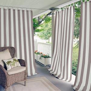 Gray Striped Tab Top Room Darkening Curtain - 50 in. W x 84 in. L