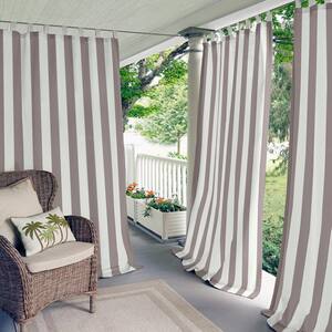 Gray Striped Tab Top Room Darkening Curtain - 50 in. W x 95 in. L