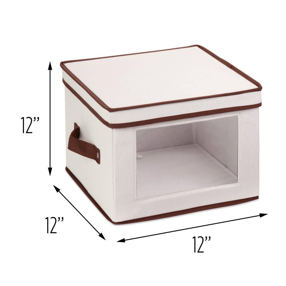 Natural Canvas and Brown Piping Lidded Storage Box