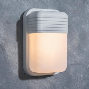 Coastal Coronado White Outdoor Integrated LED Bulkhead Wall Lantern