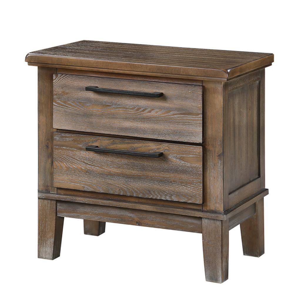 Benjara 18 in. 2Drawer Brown Wooden Nightstand BM225825 The Home Depot