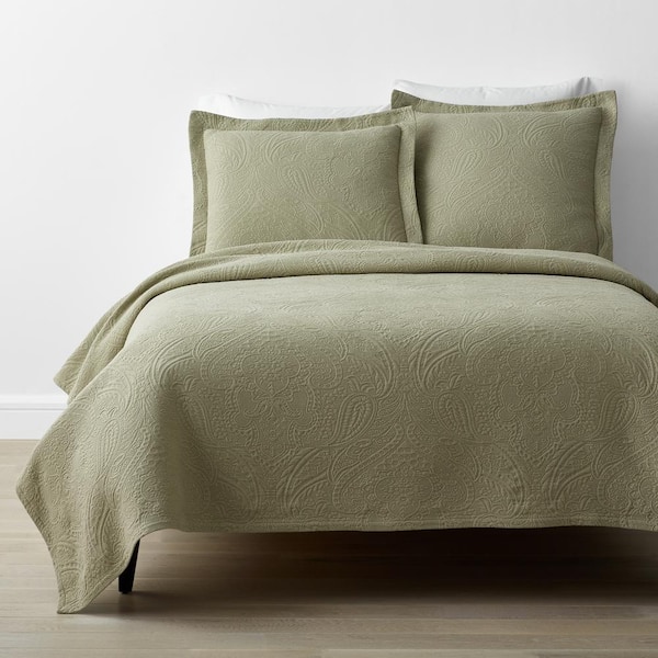 The Company Store Hillcrest Cotton Matelasse Moss Floral King Coverlet