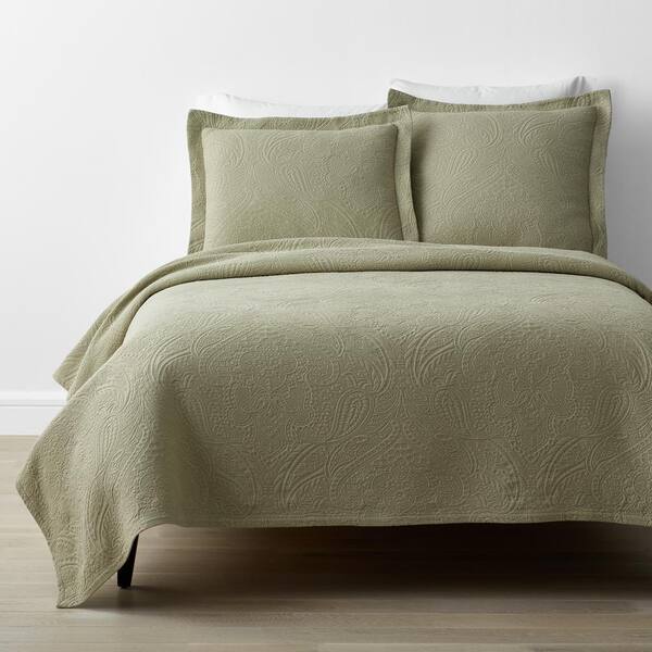 The Company Store Hillcrest Cotton Matelasse Moss Floral Twin Coverlet