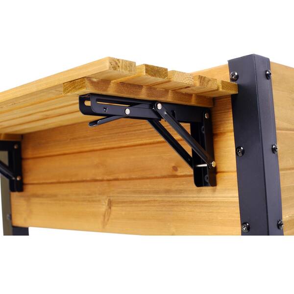 Unbranded - 53 in. x 24 in. x 30 in. Brown Wood Raised Garden Bed, Elevated Planter Box with Folding Storage Shelf for Herbs Flowers