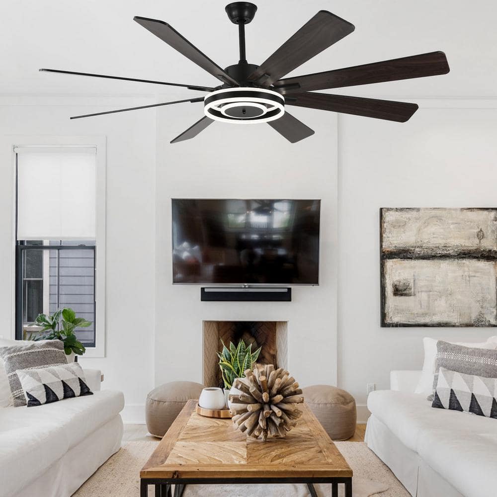 Belcarra 72-inch Black Plywood Ceiling Fan with LED Light and Remote