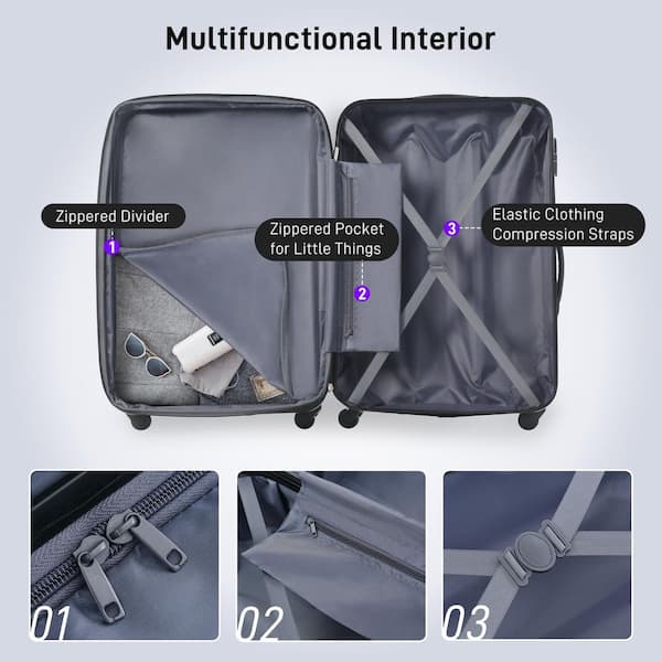 Merax 5-Piece Purple Expandable ABS Hardshell Spinner 16 in. 20 in Merax 5-Piece Purple Expandable ABS Hardshell Spinner 16 in. 20 in