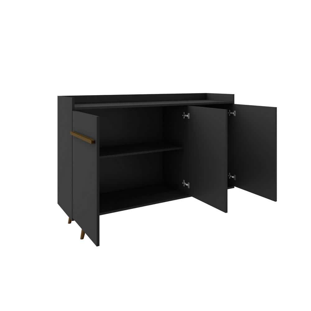 Bradley Black Wood Mid-Century Modern Buffet Stand with Splayed Legs