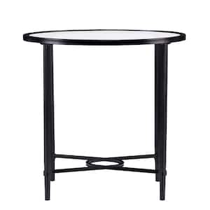 Tarzley 25 in. Painted Black Oval Glass Top Side Table