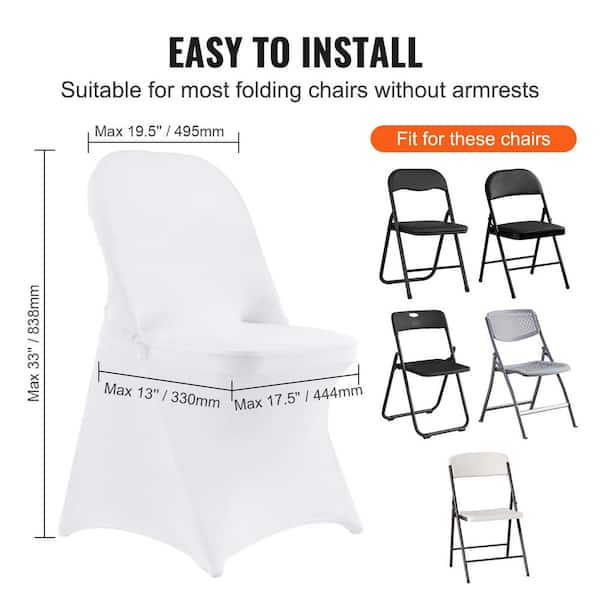 White Spandex Folding Chair Covers Flat Front Dining Chair Cover Kitchen  Banquet