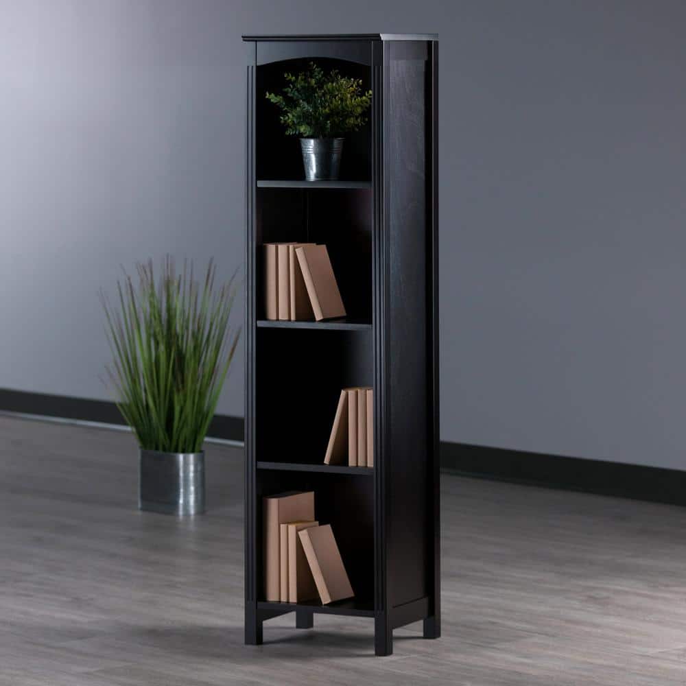 Transitional Espresso Brown Wood 5-Tier Storage Shelf