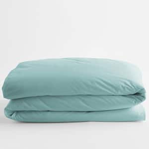 Organic Pale Blue Solid Cotton Percale King Duvet Cover