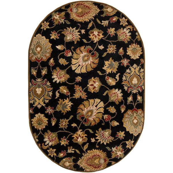 Livabliss John Black 6 ft. x 9 ft. Oval Area Rug