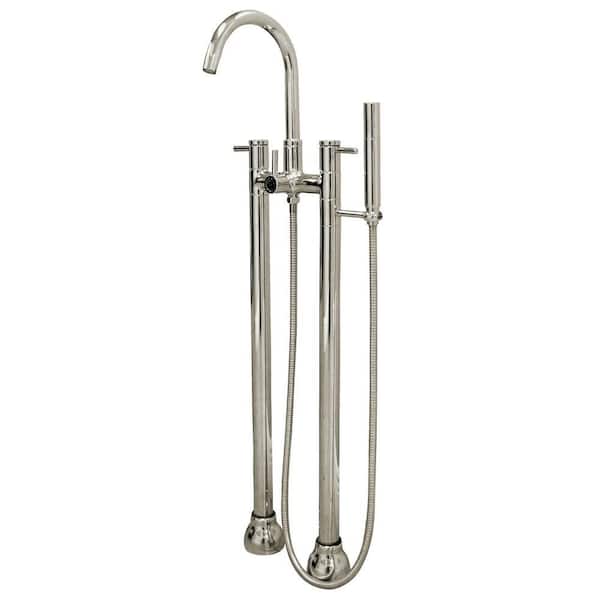 Universal Tubs Diamond Series 3-Handle Freestanding Claw Foot Tub Faucet with Handshower in Brushed Nickel