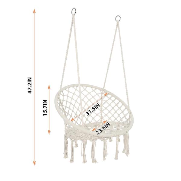 31.5 in. Macrame Swing Maximum 330 lbs. Hanging Cotton Rope