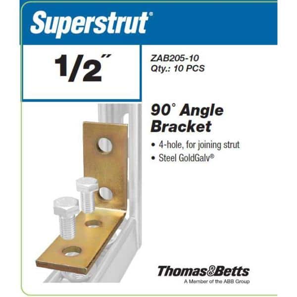 Superstrut 4-Hole 90 Degree Angle Strut Bracket - Gold Galvanized