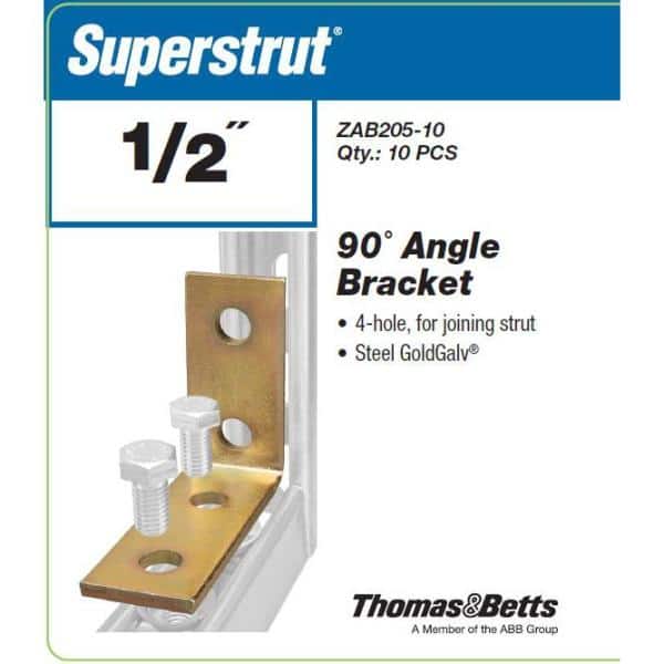 4-Hole 90-Degree Angle Strut Bracket in Gold Galvanized (Strut Fitting) (ZAB205-10)