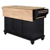 Zeus & Ruta Zeus Black Kitchen Island Cart with Wood Top and Open Storage  Microwave Oven Cabinet ZeusKCI01BK - The Home Depot