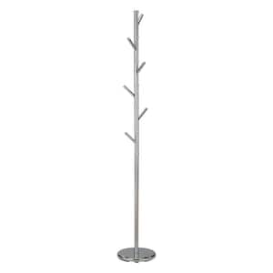 SignatureHome Chrome Finish Material Metal Juno Coat Rack With Number of Hooks 6 Dimensions: 11"W x 11"L x 71