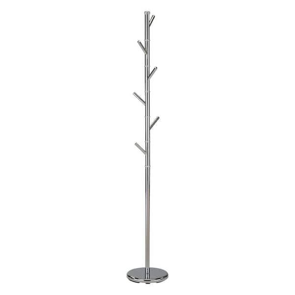 Signature Home SignatureHome Chrome Finish Material Metal Juno Coat Rack With Number of Hooks 6 Dimensions: 11"W x 11"L x 71
